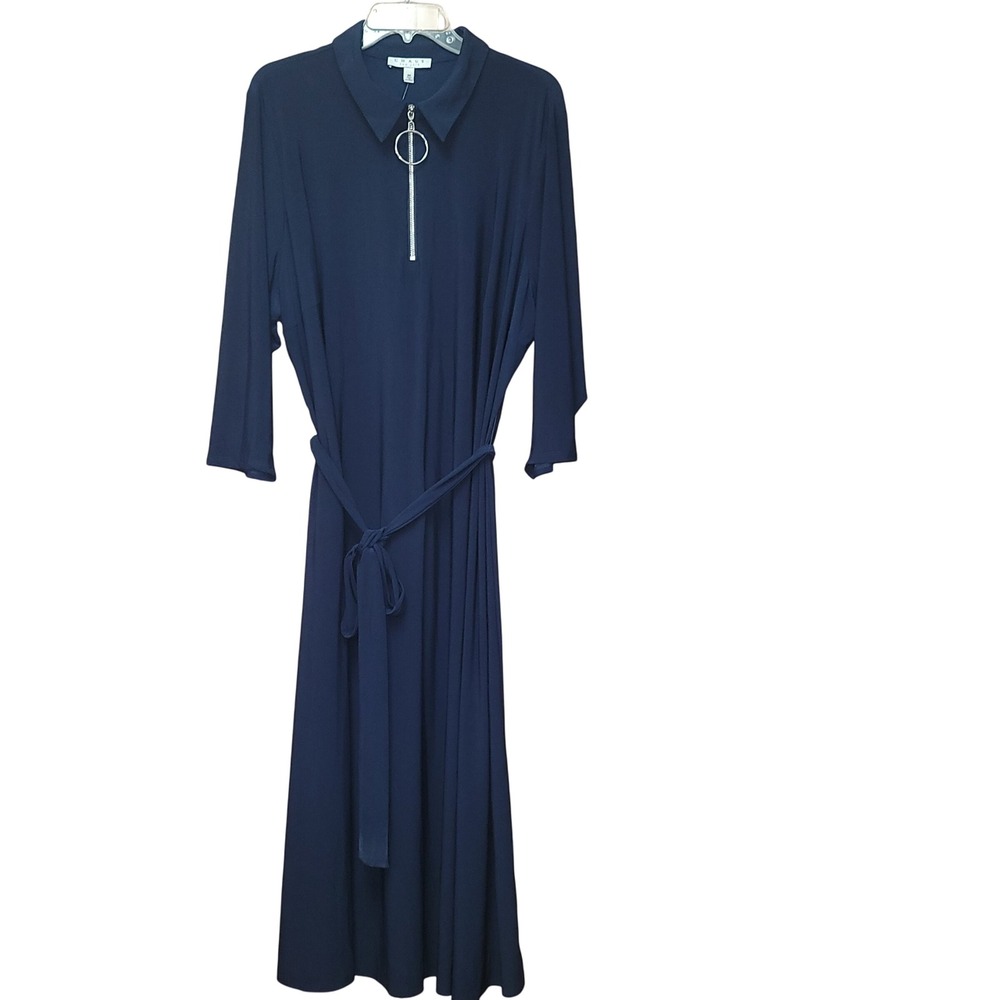 Chaus Women's Belted Long Sleeve‎ Maxi Dress 3X Whimsigoth Office Career Church
